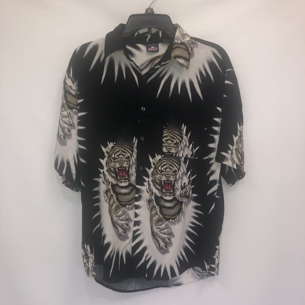 Arpino Button Up Adult Medium Multicolor Mens 100% Rayon Shirt